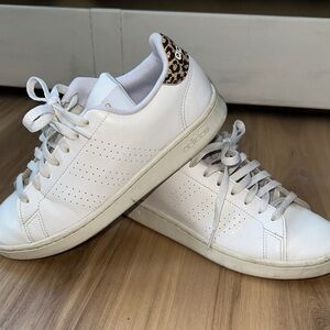 Adidas Women's White Sneakers with Leopard Accent